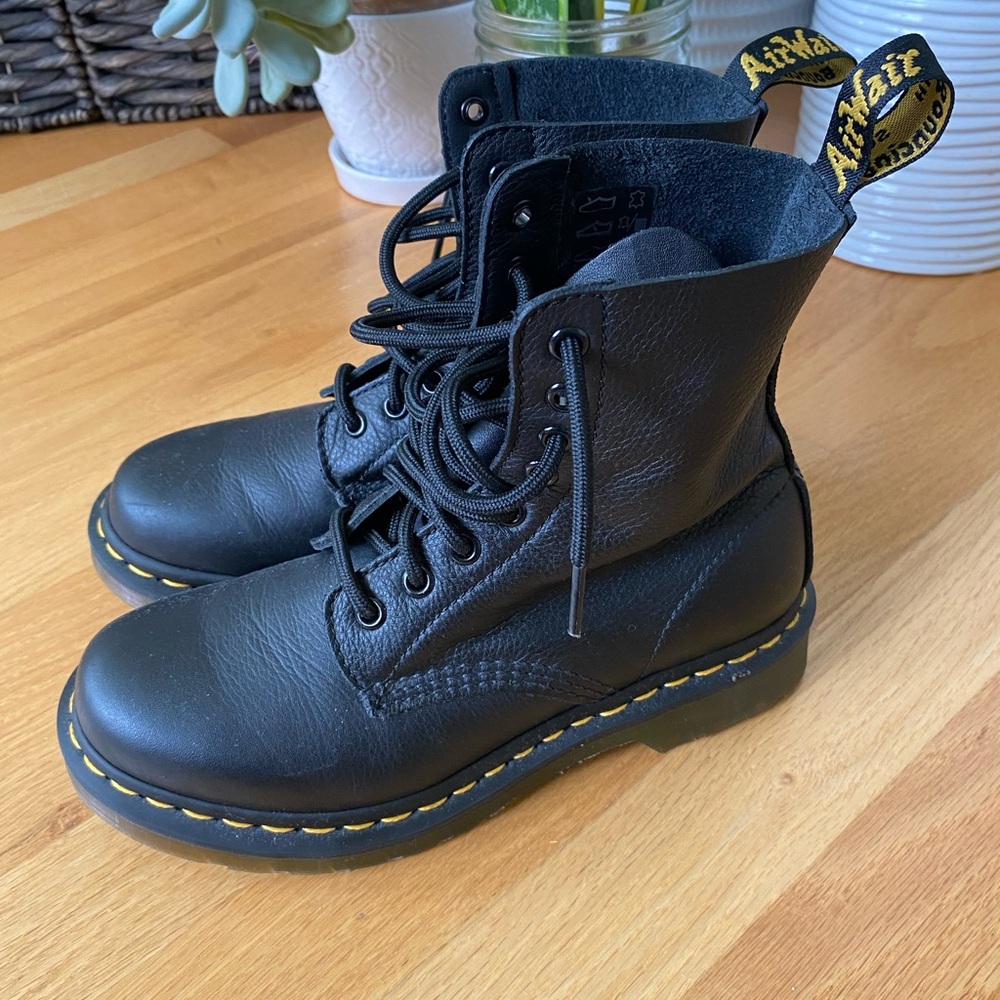 Dr. Martens Black Pascale Soft Leather Lace-Up Boots